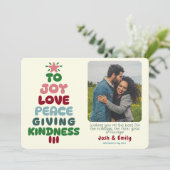 Joy Liebe Peace Tree Foto Feiertagskarte (Stehend Vorderseite)