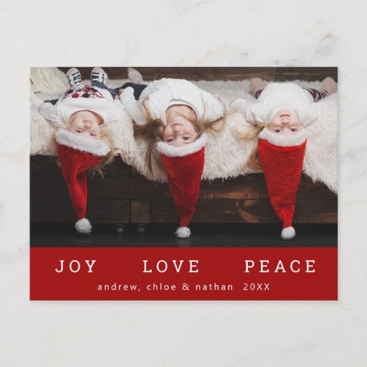 JOY LIEBE PEACE Weihnachten Foto Rot (Vorderseite)