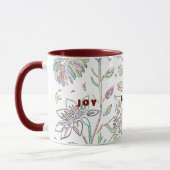 Joy Liebe Peace Zwei-Töne Maroon Tasse (Links)