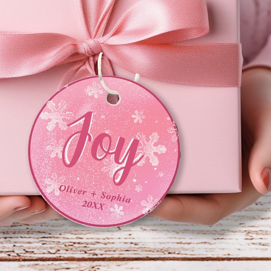 Joy Liebe Pink Snowflakes Weihnachtsfeiertag Custo Geschenkanhänger