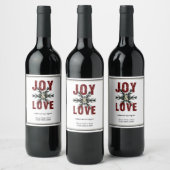 Joy & Liebe Script Red White Christmas Holiday Weinetikett (Flaschen)