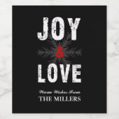 Joy & Liebe Script Weihnachten | Urlaub Weinetikett (Einzelnes Label)