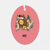 Joy Lion Christmas Ornament Aus Metall (Vorderseite links)