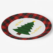 Joy-Love-Custom Plaid Christmas Tree Pappteller (Schrägansicht)