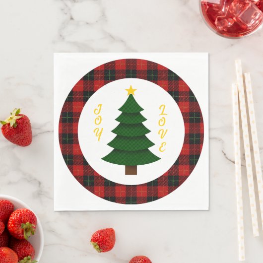 Joy-Love-Custom Plaid Christmas Tree Serviette (Beispiel)