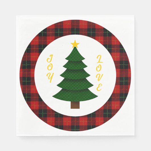 Joy-Love-Custom Plaid Christmas Tree Serviette (Vorderseite)