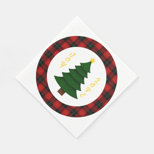 Joy-Love-Custom Plaid Christmas Tree Serviette (Ecke)