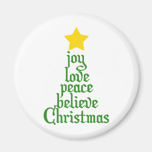 Joy, Love, Peace, Believe, Christmas Magnet
