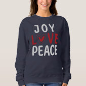 JOY LOVE PEACE Christian Red Heart Sweatshirt (Vorderseite)