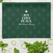 Joy Love Peace Christmas Tree Green Pattern Geschirrtuch (Gefaltet)