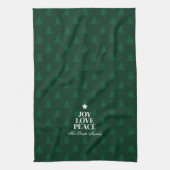 Joy Love Peace Christmas Tree Green Pattern Geschirrtuch (Vertikal)