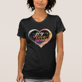 Joy Love Peace Neon Heart Script T-Shirt (Vorderseite)
