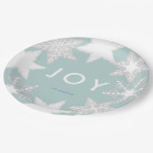 JOY Mattiert Snowflakes Blue Pappteller (Schrägansicht)