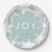 JOY Mattiert Snowflakes Blue Pappteller (Vorderseite)