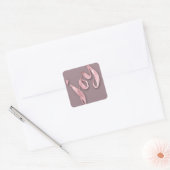 Joy Mauve Blush Rose Gold Metallic Script Quadratischer Aufkleber (Umschlag)