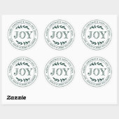 JOY Merry Christmas Message Gift Label Runder Aufkleber (Blatt)