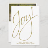 Joy! Minimales Foto der Familie Feiertagskarte (Vorne/Hinten)