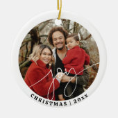 Joy Minimalistisch Family Christmas 2023 Weihnacht Keramik Ornament (Vorne)