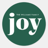 Joy Minimalistisch Green Christmas Runder Aufkleber (Vorderseite)