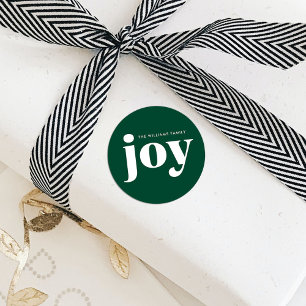 Joy Minimalistisch Green Christmas Runder Aufkleber