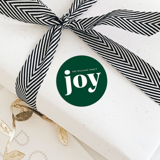 Joy Minimalistisch Green Christmas Runder Aufkleber