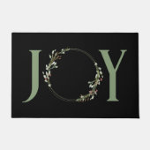 Joy Minimalistisch Green Watercolor Wreath Black Fußmatte (Vorderseite)