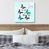 Joy mit Hübschen kleinen Schmetterlingen Illustrat Leinwanddruck (Insitu (Schlafzimmer))