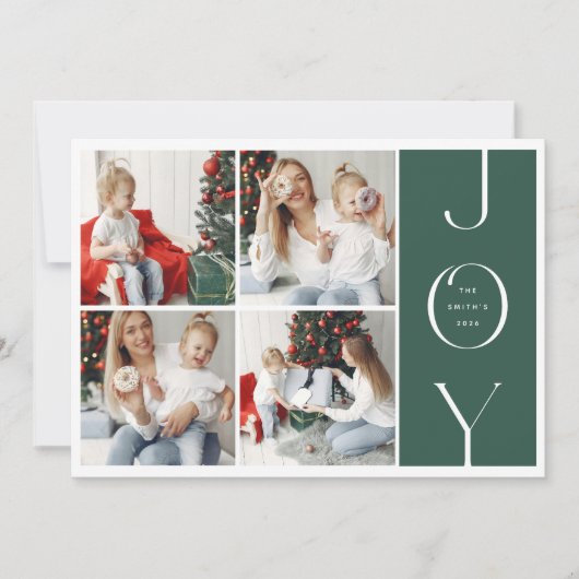 JOY Modern 4 Foto Collage Frohe Weihnachten (Vorderseite)