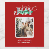 JOY Modern Bold Bold Minimalistisches Foto Weihnac Weinetikett (Einzelnes Label)