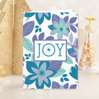 Joy Modern Botanical Floral Christmas Feiertagskarte