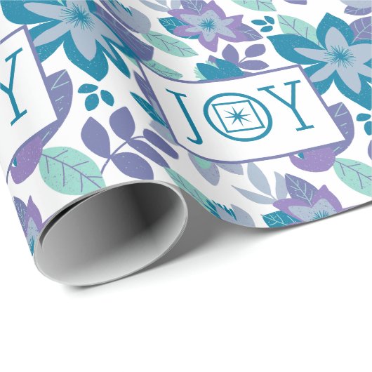 Joy Modern Botanical Pattern Weihnachten Geschenkpapier (Rolleneckpunkt)