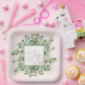 Joy Modern Eucalyptus Gold Glitzer Pastel Pink Pappteller (Party)