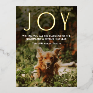 JOY Modern Foto Christmas Foil Holiday Postcard Folien Feiertagspostkarte