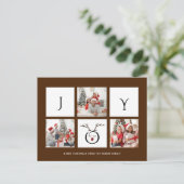 JOY Modern Fun Script Foto Collage Whimsical Holi Postkarte (Stehend Vorderseite)