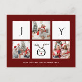 JOY Modern Fun Script Foto Collage Whimsical Holi Postkarte (Vorderseite)