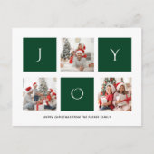 JOY Modern Green Fun Script Foto Collage Simple H Postkarte (Vorderseite)