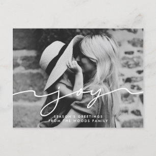 Joy Modern Handschrift Holiday Foto Postkarte