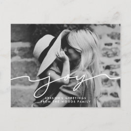Joy Modern Handschrift Holiday Foto Postkarte