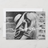 Joy Modern Handwriting Christmas Foto Feiertagskarte (Vorderseite)