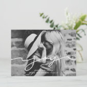 Joy Modern Handwriting Christmas Foto Feiertagskarte (Stehend Vorderseite)