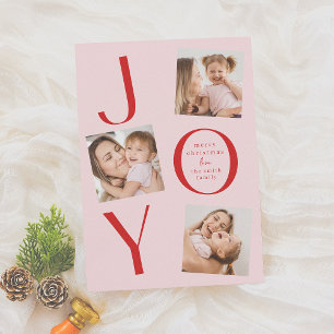 Joy Modern Pink & Red 3 Foto Weihnachten