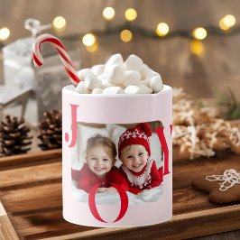 JOY | Modern Red & Mug Christmas Photo Gift Kaffeetasse