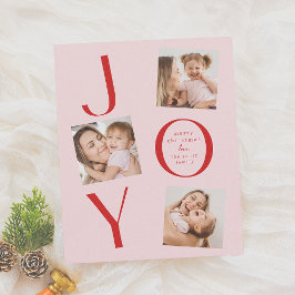 Joy | Modern Rosa & Rot 4 Foto Weihnachten