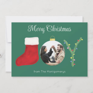 JOY Moderne Typografie Wasserfarbe Weihnachten Grü