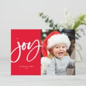 Joy modernen roten Drehbuch Weihnachten ein Foto (Stehend Vorderseite)