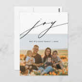 Joy, Modernes fröhliches Weihnachts-Foto Postkarte (Vorne/Hinten)