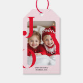 JOY | Modernes Weihnachtsgeschenk in Rot und Rosa Geschenkanhänger (Vorderseite)