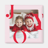 JOY | Modernes Weihnachtsgeschenk in Rot und Rosa Magnet (Vorne)