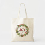 Joy - Name der Weihnachtsfrau Tragetasche<br><div class="desc">Schöner grüner Kranz "Joy" personalisierte Tüte.</div>