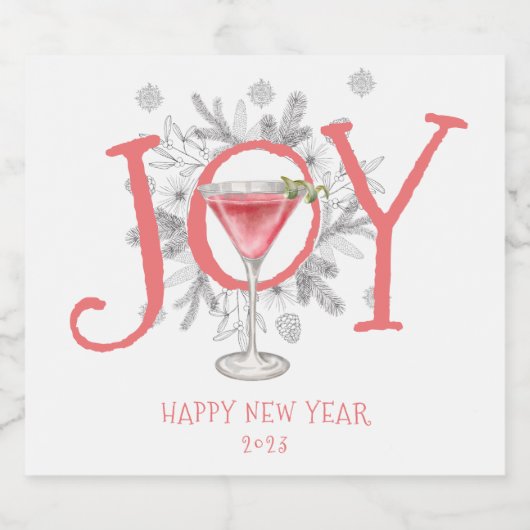 Joy New Year's Eve Party 2023 Sparkling Wine Labe Schaumweinetikett (Einzelnes Label)